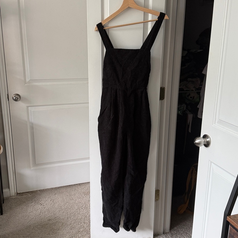 Free People Black Corduroy Overalls